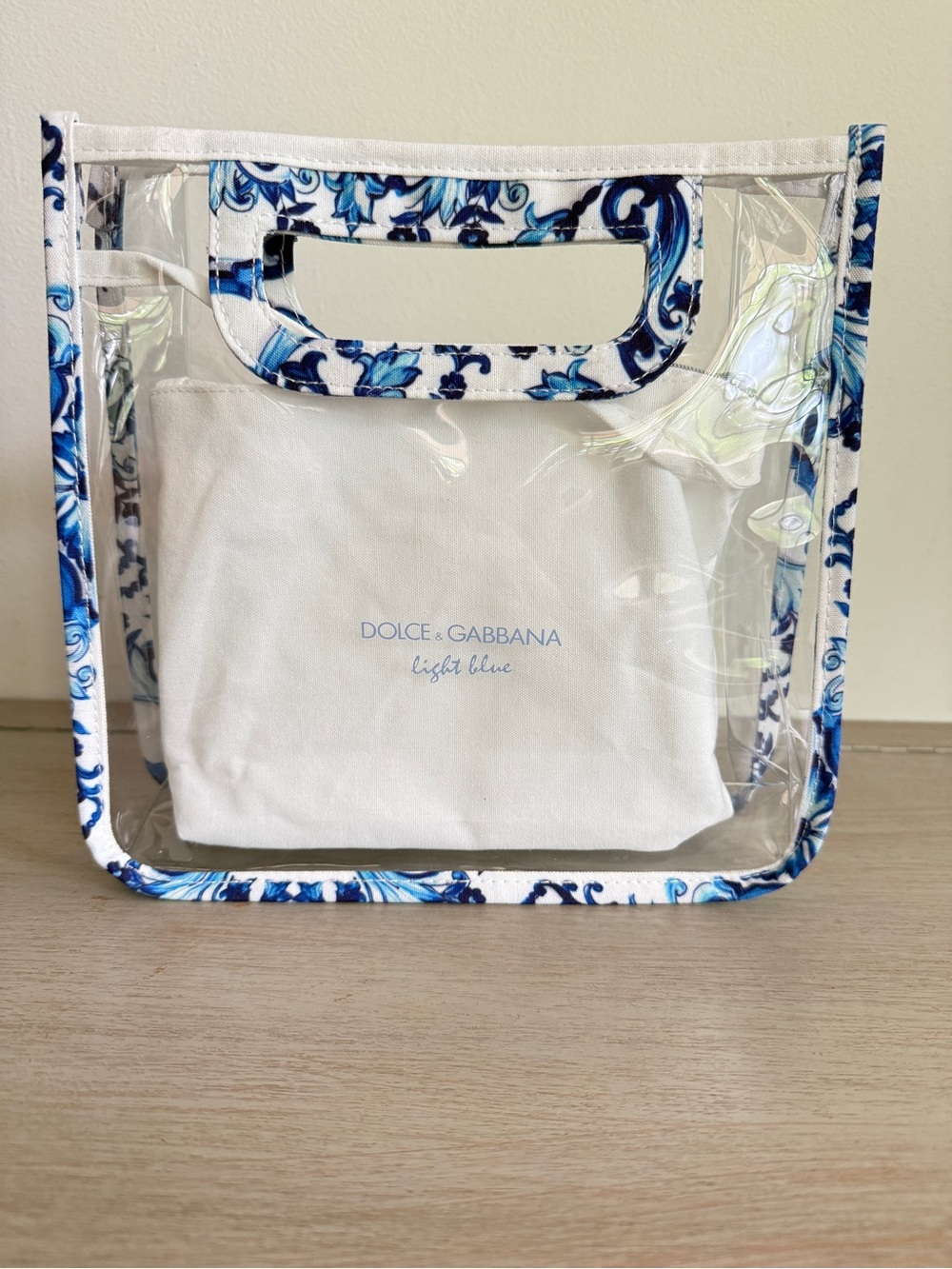 Dolce & Gabbana Light Blue Small Clear Tote Bag w/inner Pouch Purchase Gift NWOT